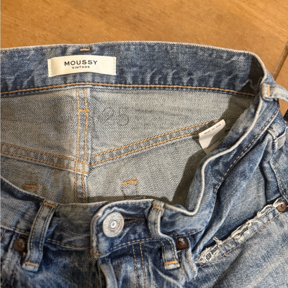 Moussy Light Blue Frayed Jean Shorts - Picture 6 of 6